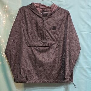 Volcom Thin Water Resistant Hooded Anorak Half Zip Animal Print Women's XXL EUC